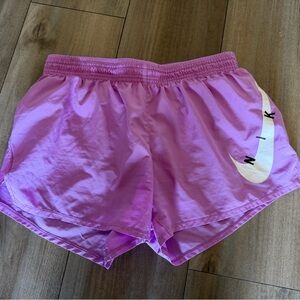 Nike Lavender Pink Athletic Shorts with White Swoosh